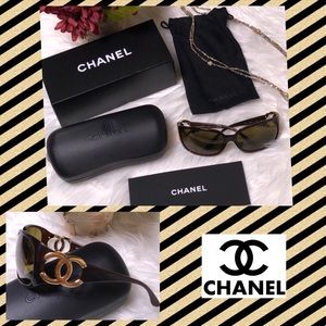 Chanel brown and gold sunglasses